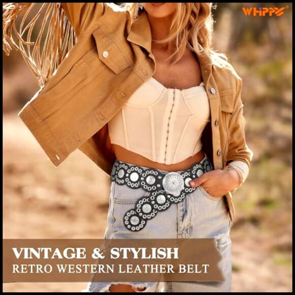 Western Boho Disc Belt Adjustable Vintage Concho Waist Belt for Dresses Jeans Deago Women main image 2